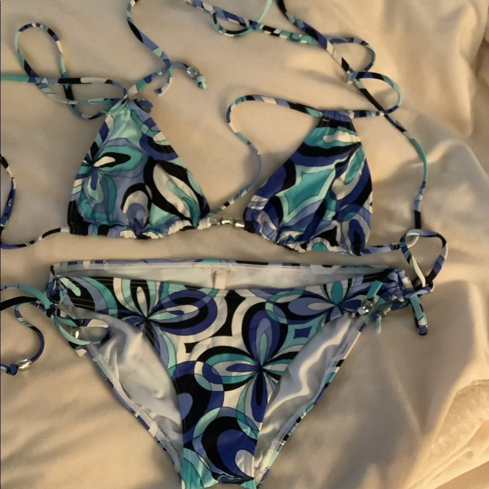 Michael Kors blue white bikini size S